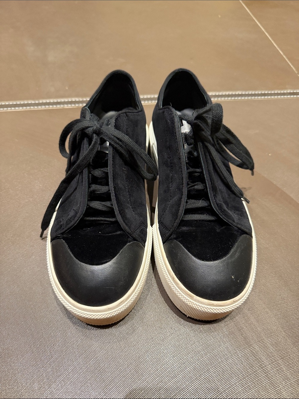 Alexander McQueen Black Suede & Leather Low-Top Sneakers with Cream Sole